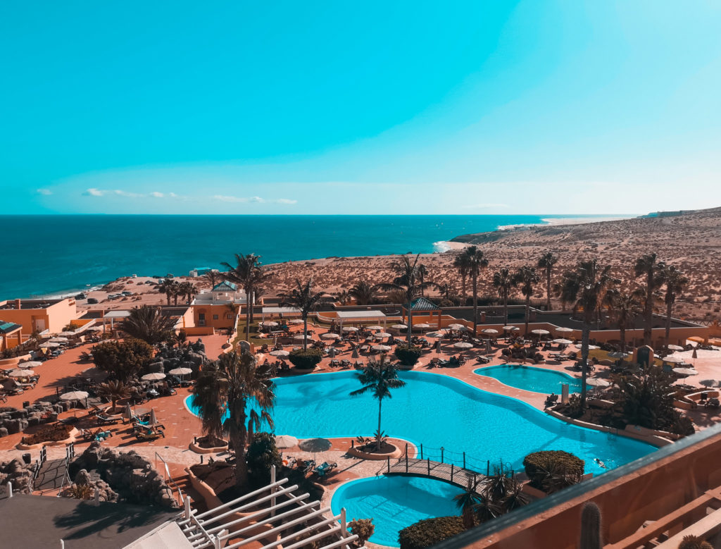 overlooking the main pool area at the hotel