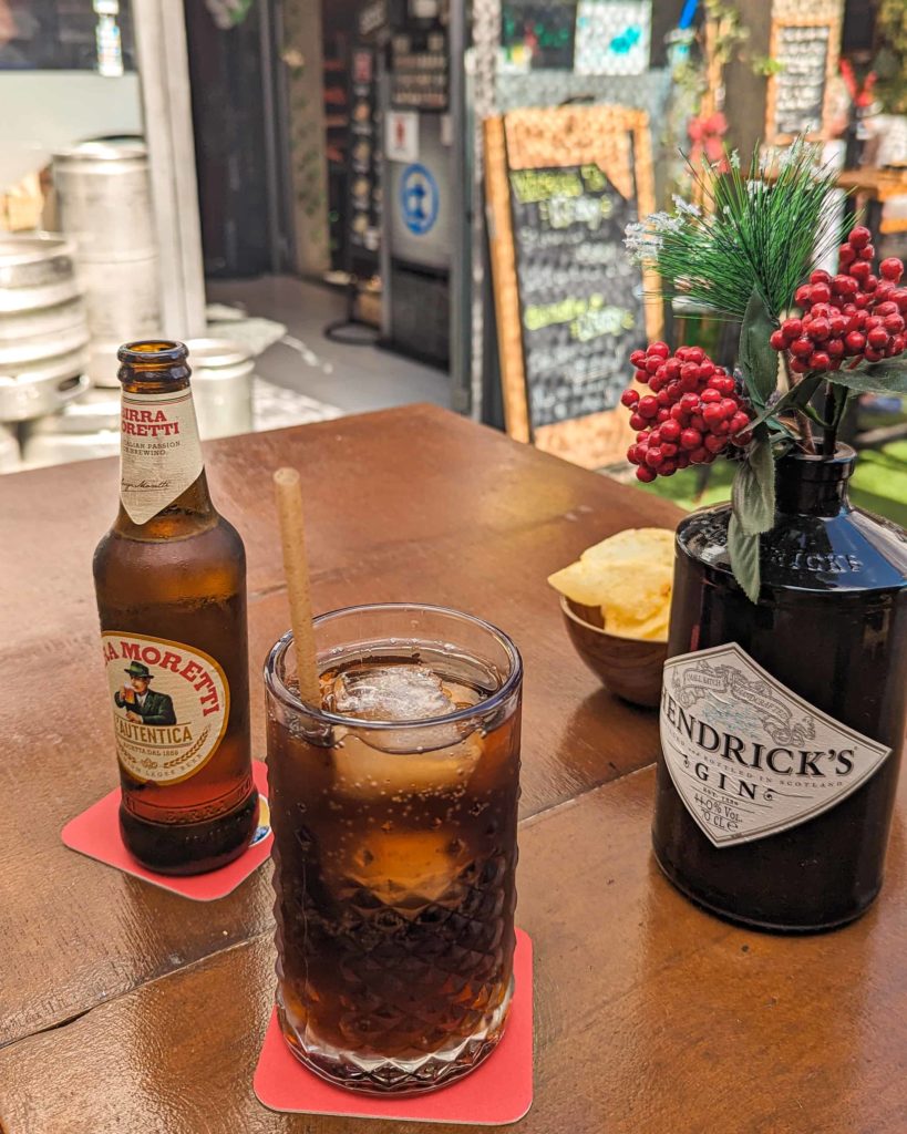  A beer and diet coke sitting on the table at Kerry Bar, Corralejo.