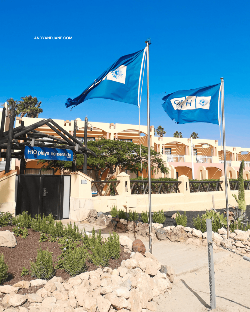 the beachfront gates of the hotel