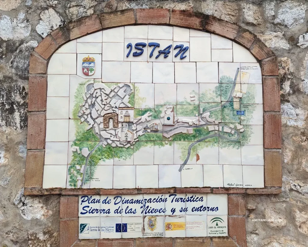 An old tiled map of Istan showing the main attractions in the town.