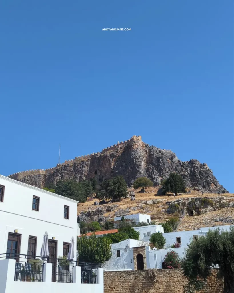 A view toward the Acropolis from Lindos Village.