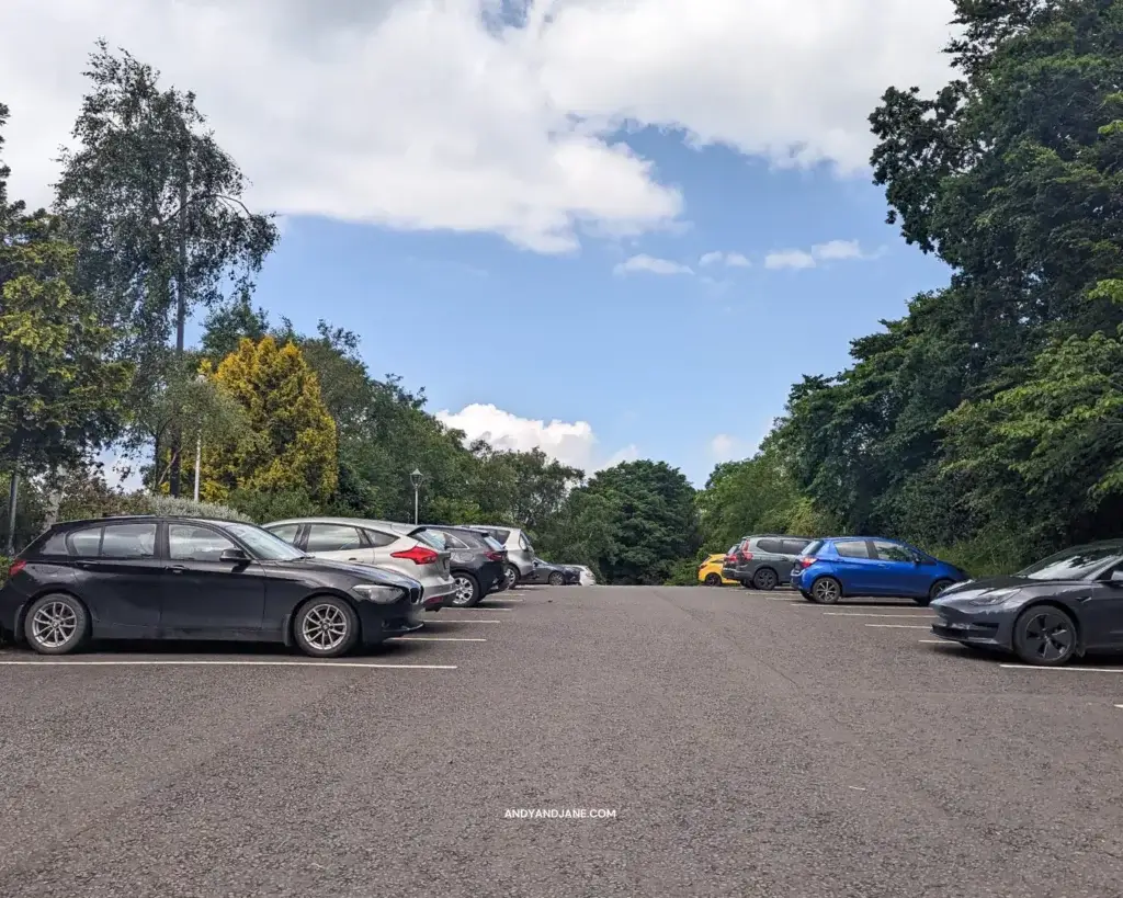 The upper car park at the entrance to the Ulster Folk Museum.