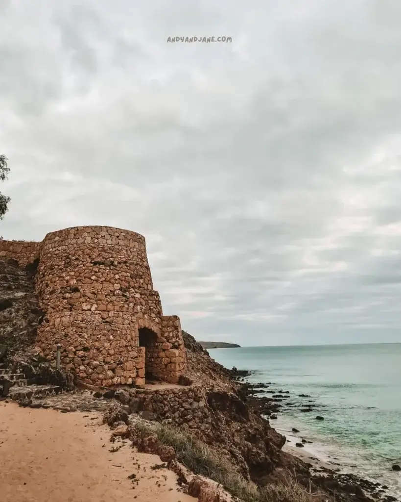 A small stone-built observation deck in Costa Calma looking out to the sea. 