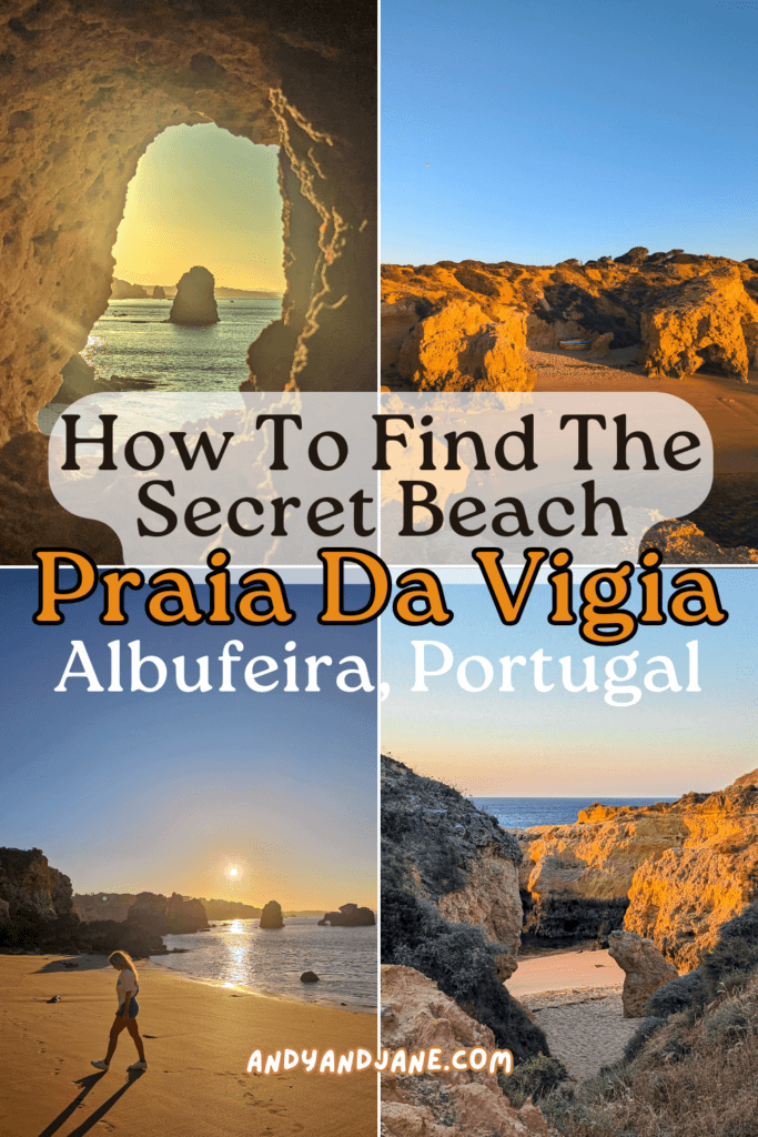 How TO Find The Secret Beach - Praia Da Vigia - Albufeira Portugal - Pinterest Pin